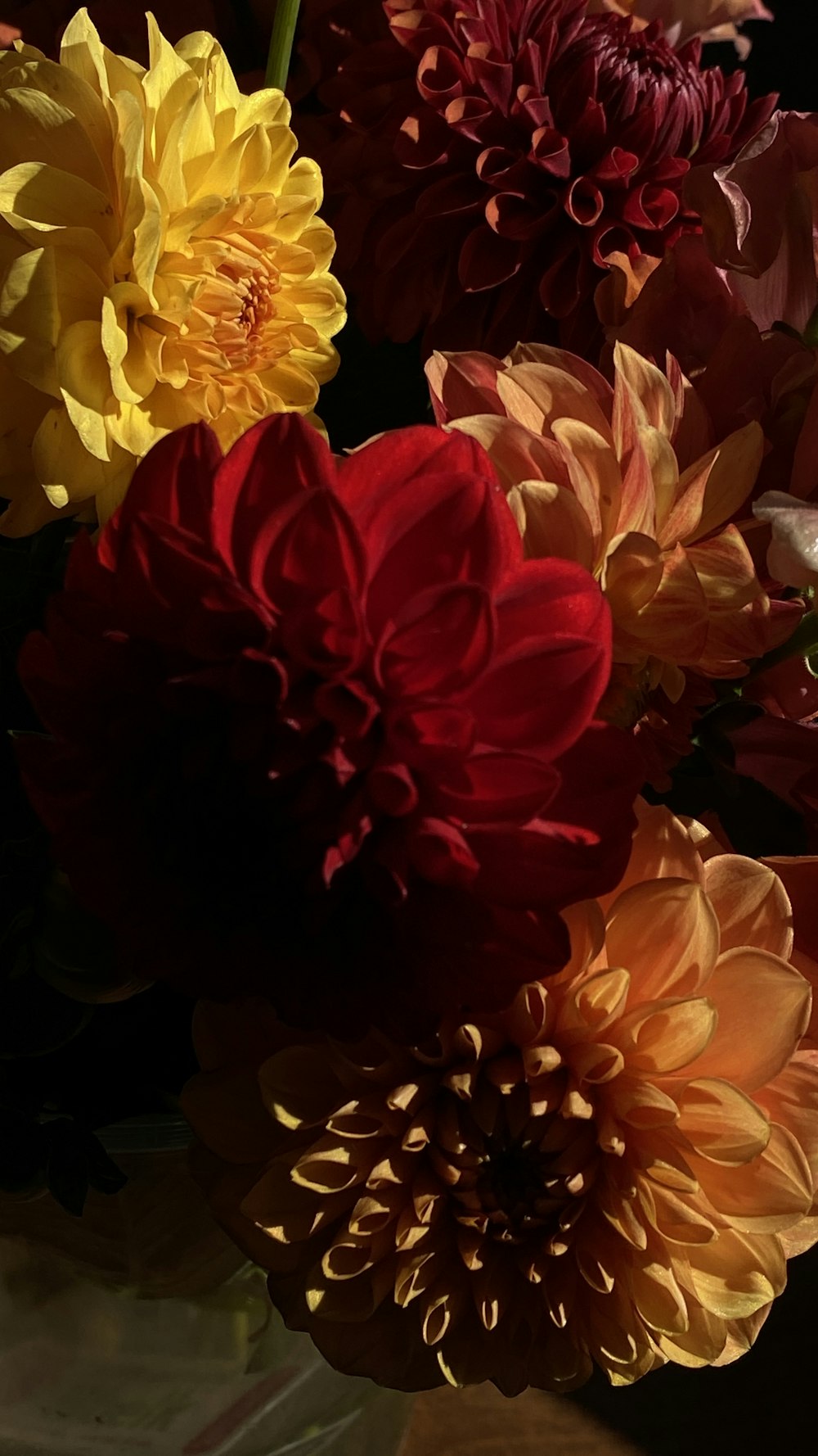 bouquet de fleurs rouges et jaunes