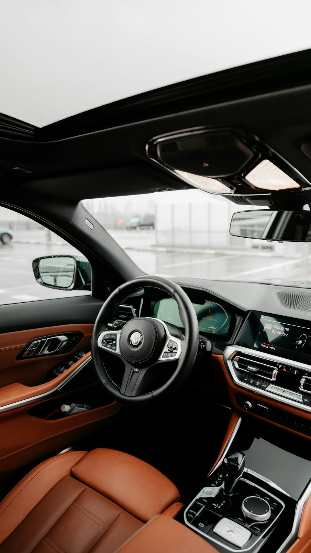 black and brown bmw car steering wheel