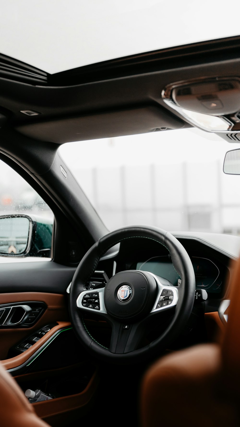 black bmw car steering wheel