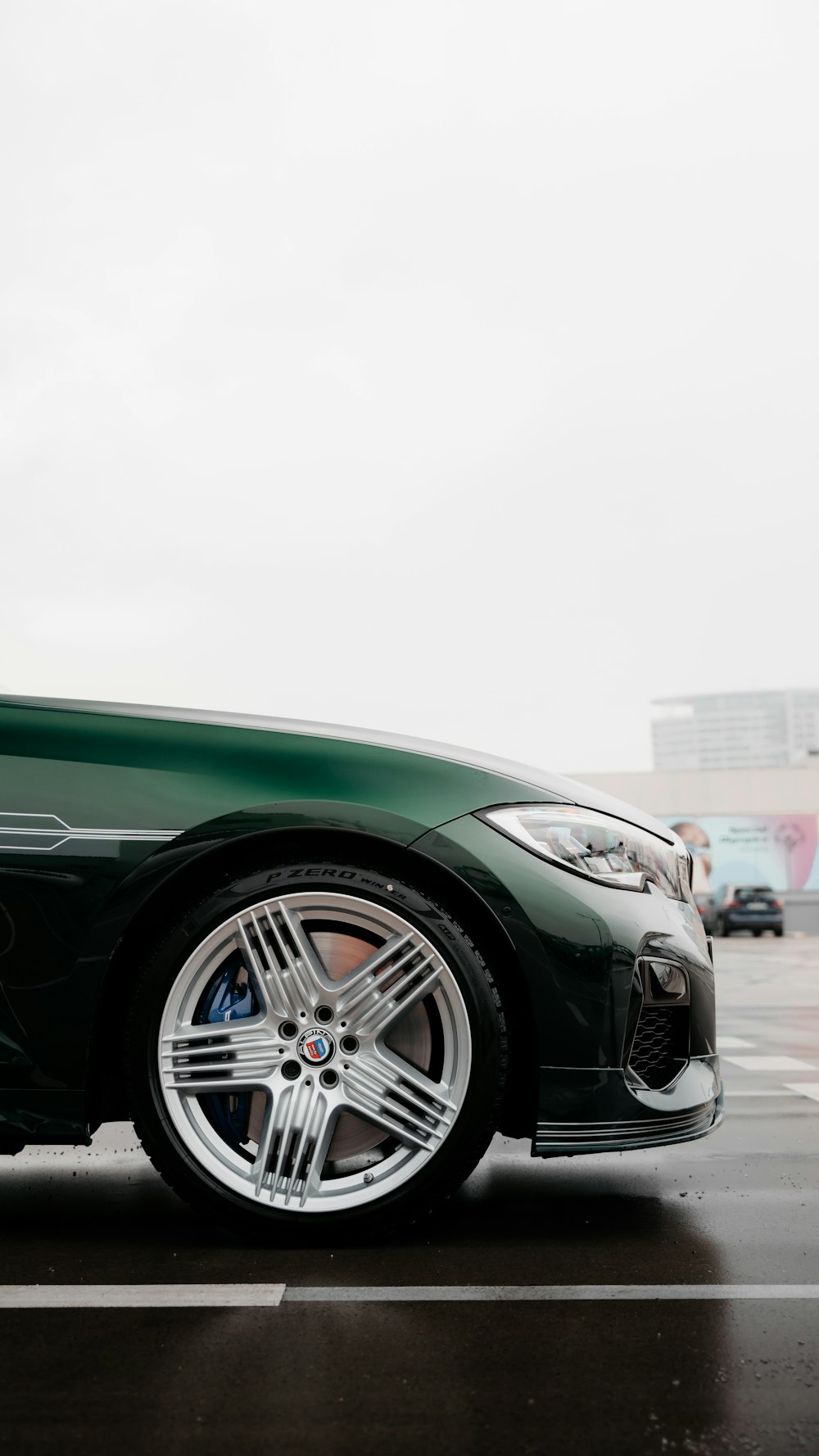 black car with chrome wheel