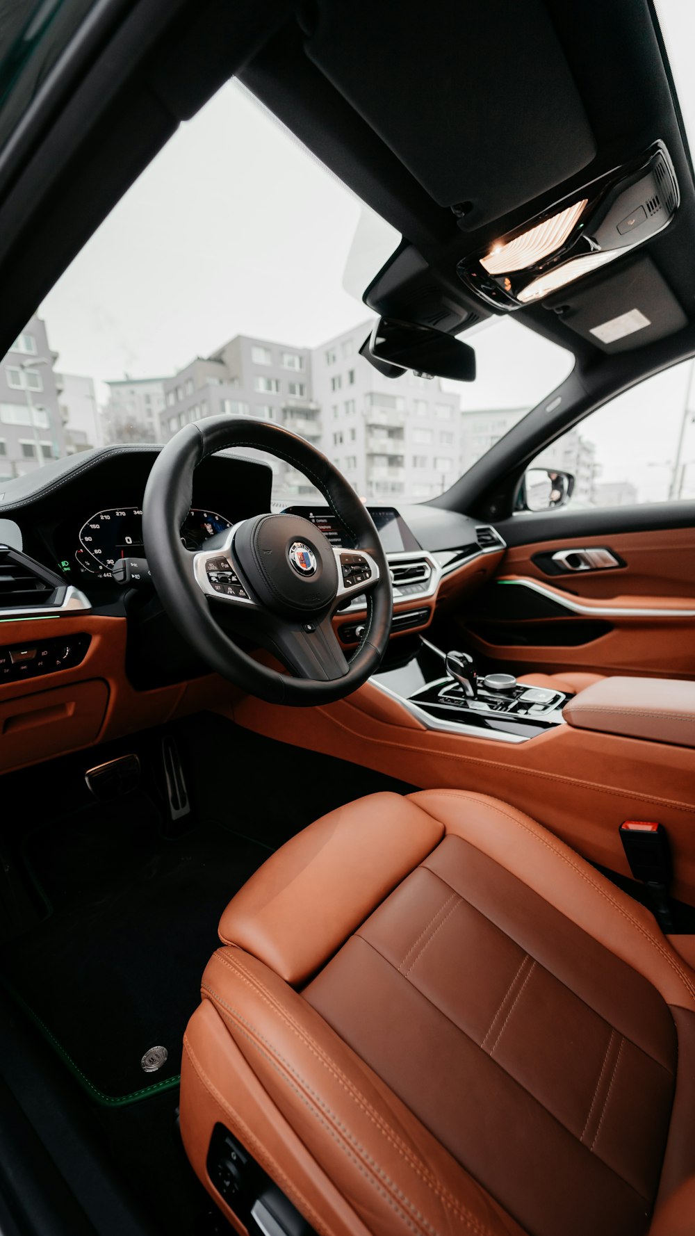 black and orange car interior