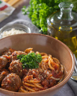pasta dish in stainless steel bowl