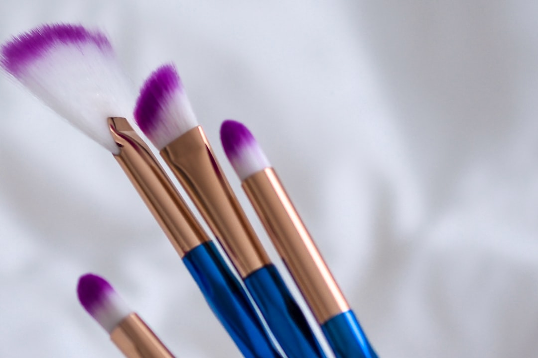 blue and brown makeup brush
