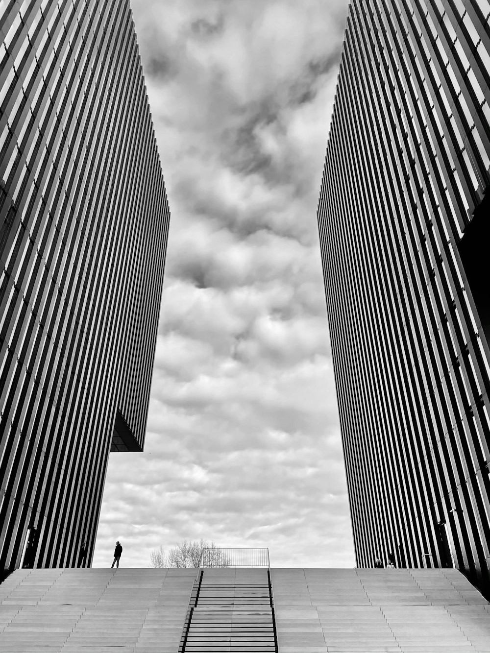 grayscale photo of high rise building