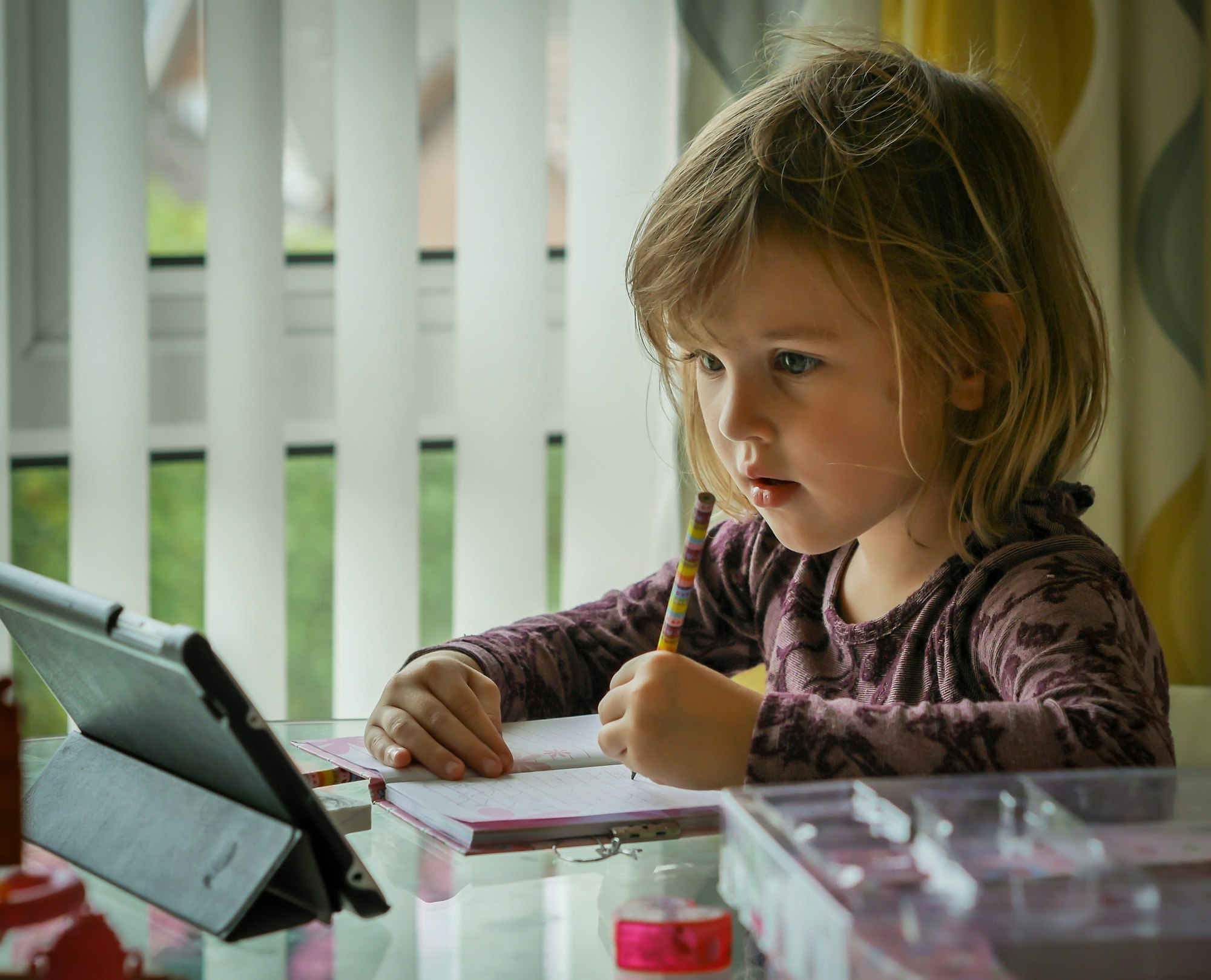 Image of child during home schooling
