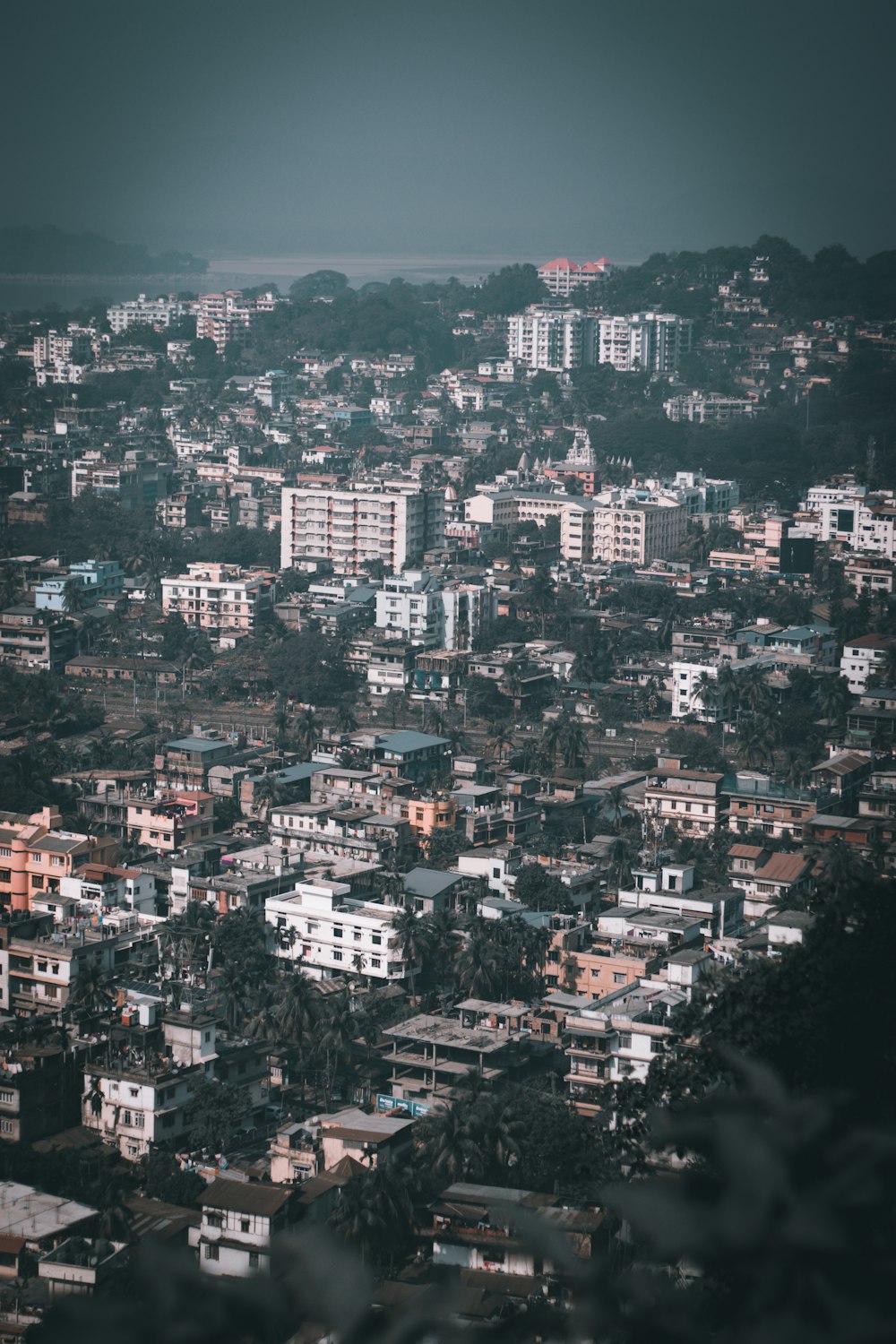 aerial view of city during night time