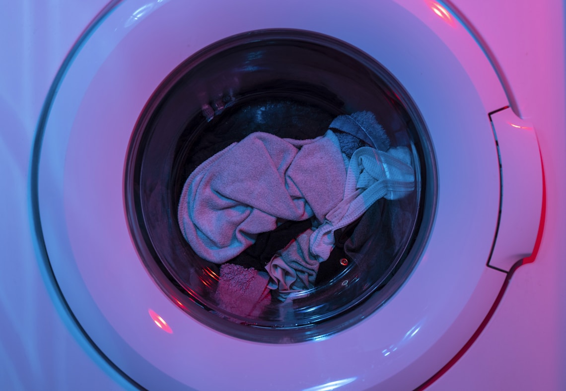 clothes in a washing machine
