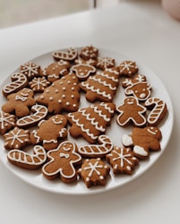 brown cookies on white ceramic plate