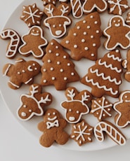 brown cookies on white ceramic plate