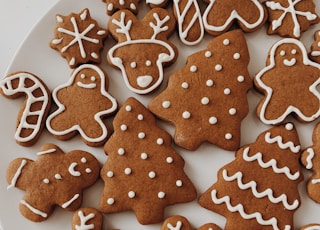 brown cookies on white ceramic plate