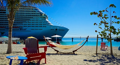 white and blue cruise ship on sea shore during daytime