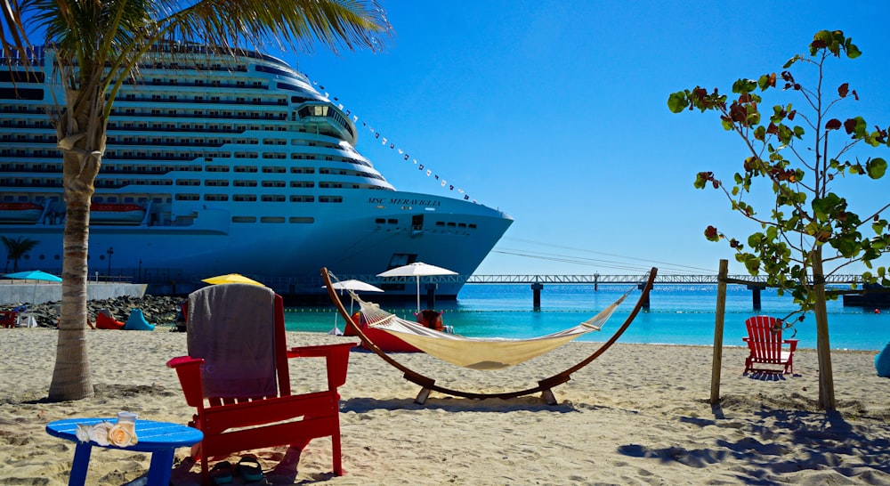 white and blue cruise ship on sea shore during daytime