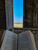 Close-up of a liberation-focused nonfiction author holding their latest book, standing by a window with peach and rose tones.