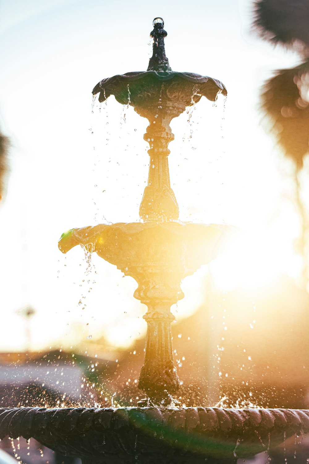 water fountain in close up photography