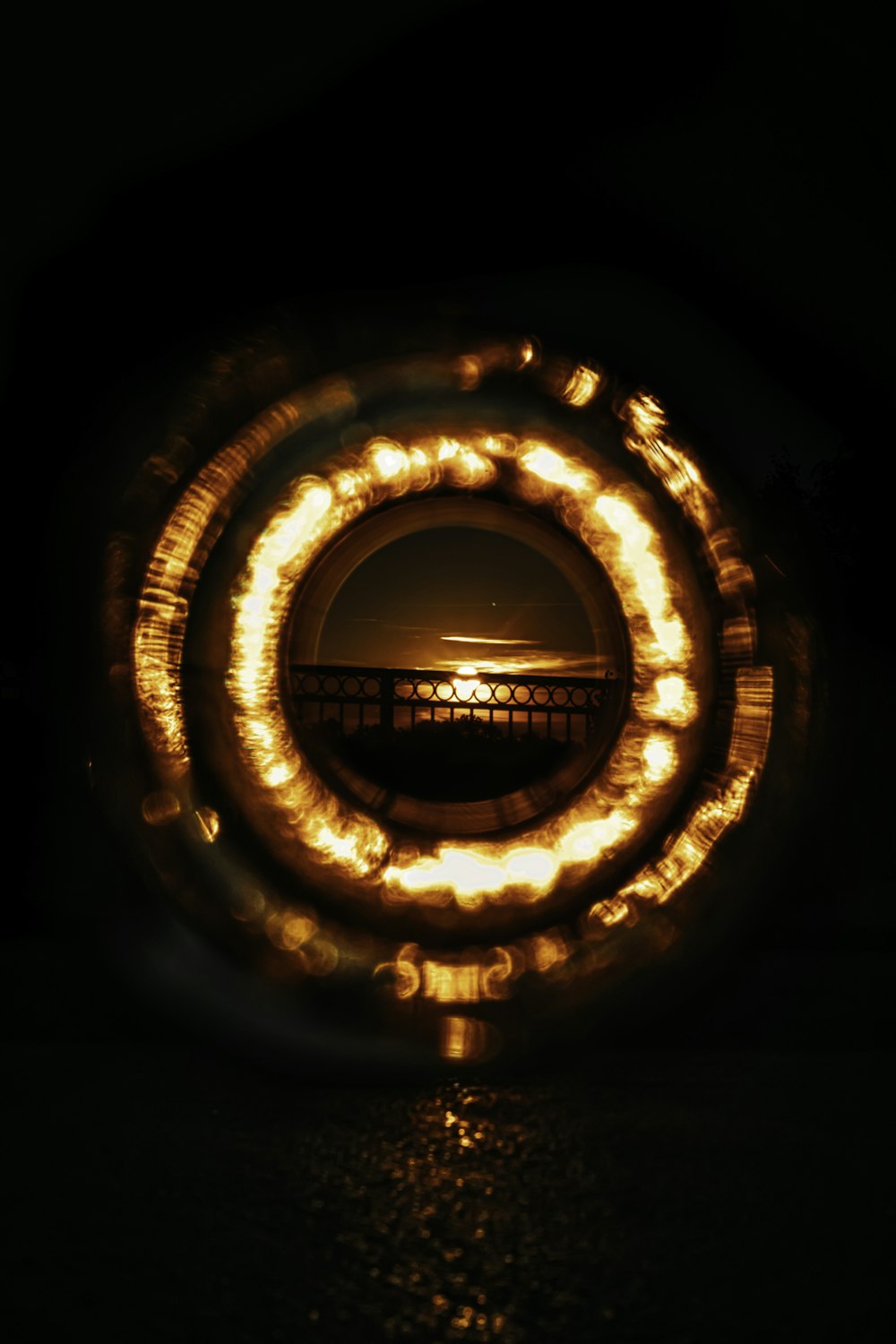 brown spiral light in dark room