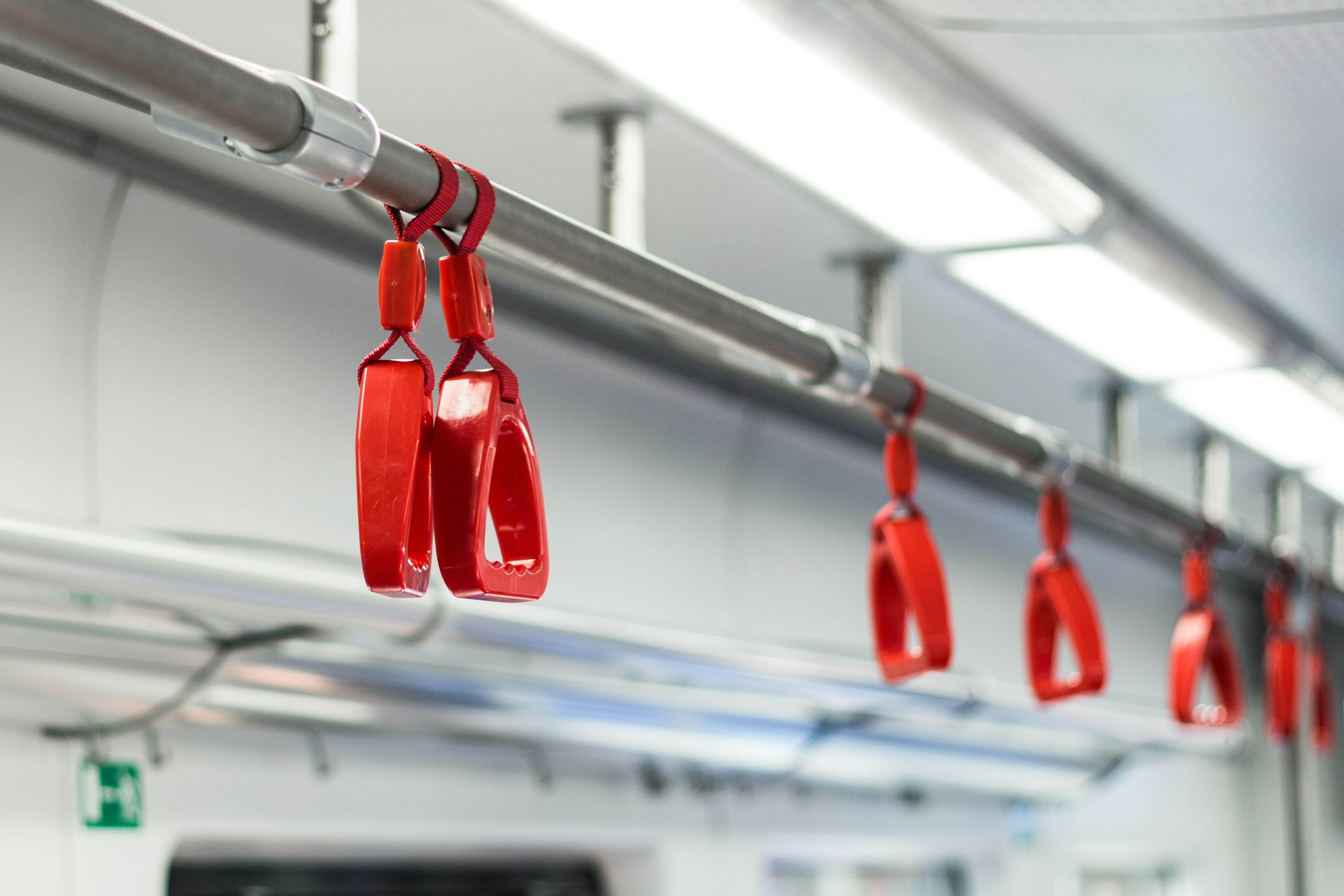 red and white clothes hangers