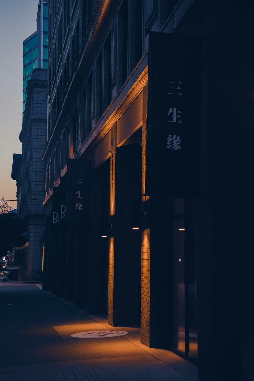 brown concrete building during night time