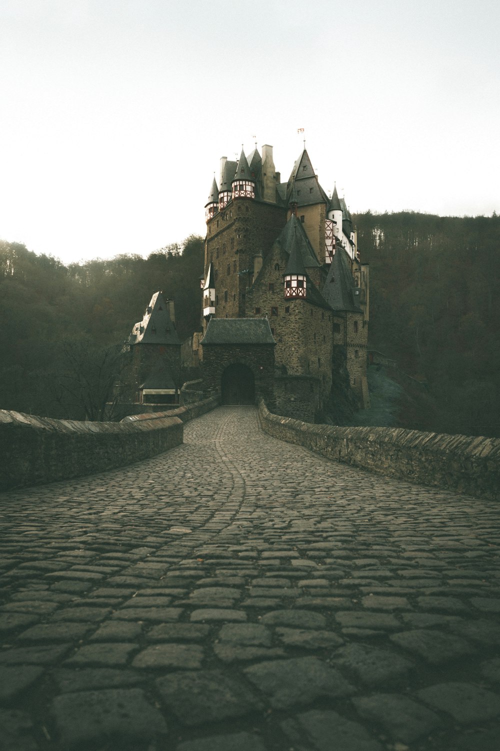 black and gray castle on mountain