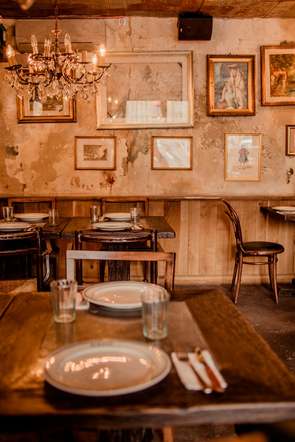 brown wooden table with chairs