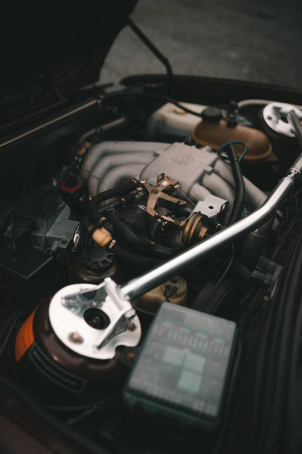 black and silver car engine