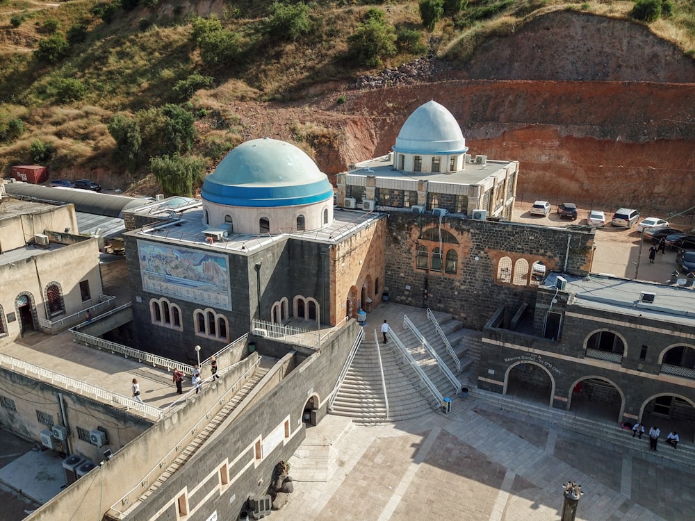 white and blue dome building