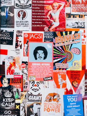 A vibrant collage showing various marketing materials like flyers, digital ads, and social media posts.