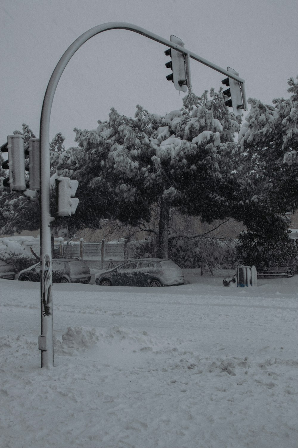 white and black street light