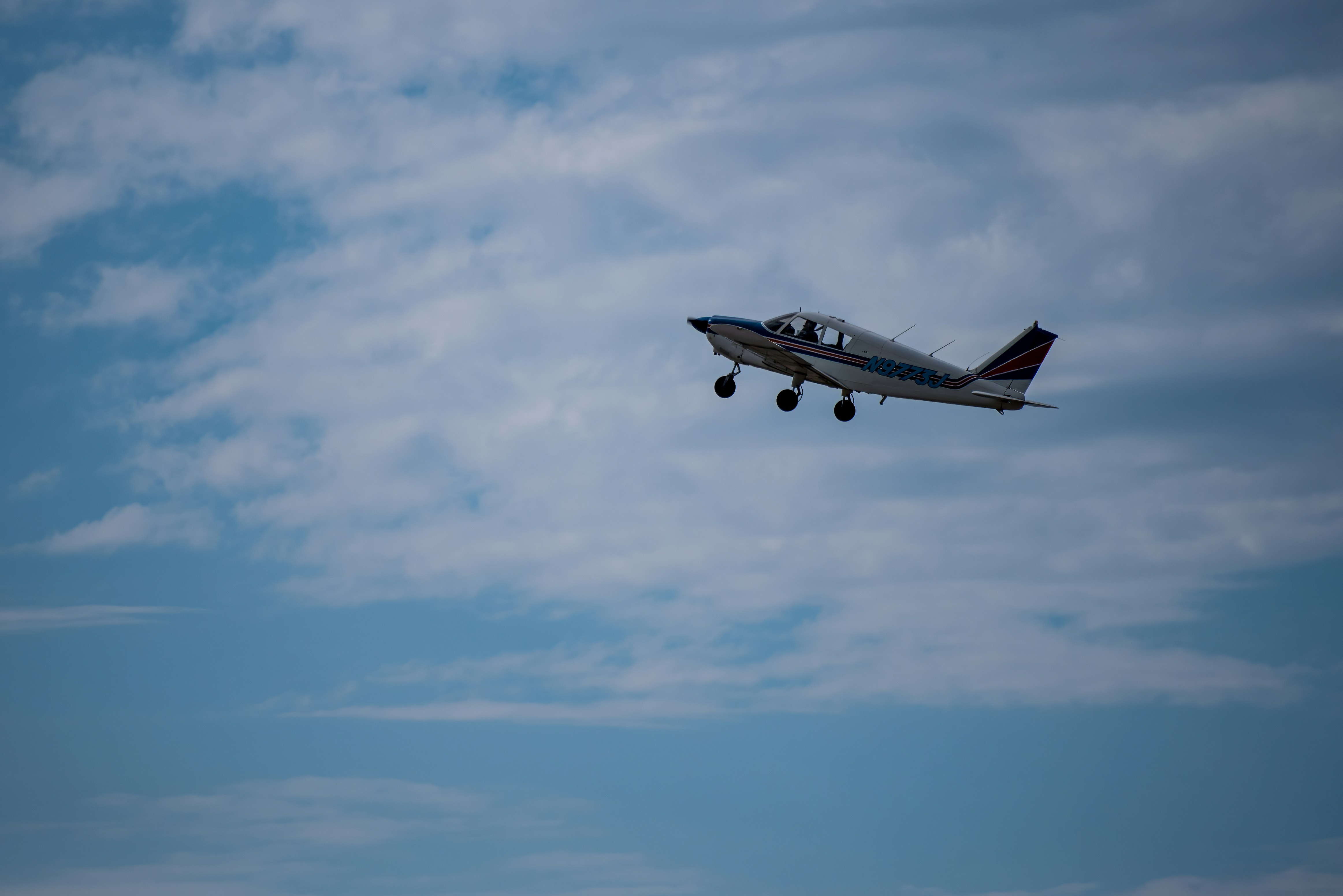 white passenger plane in mid air under blue sky during daytime, 1967 PIPER</p><p>Fixed wing single engine taking off