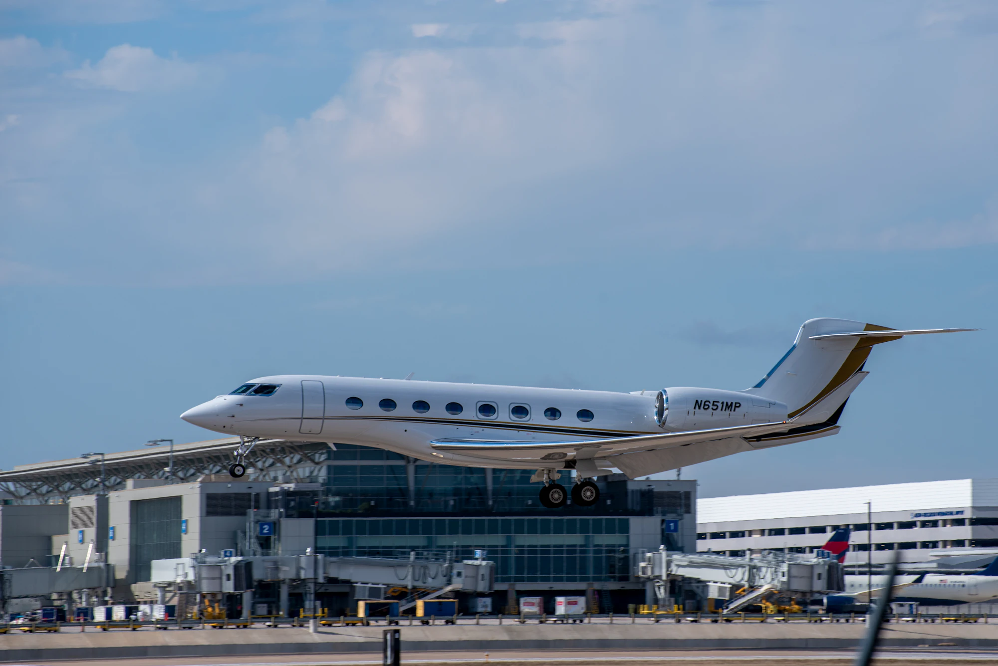 Private jet on the tarmac in daylight