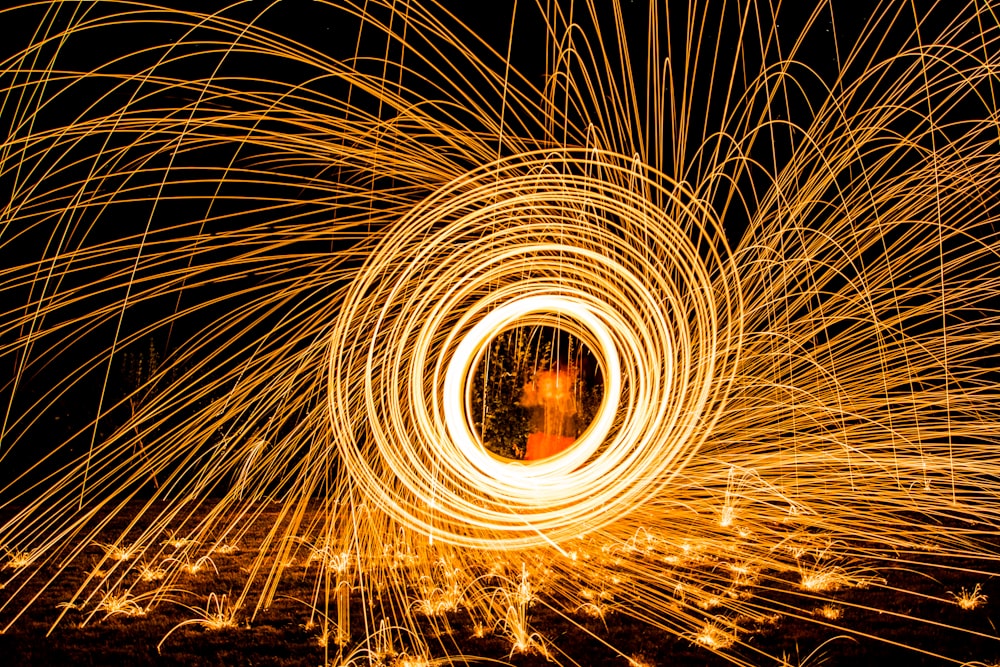 time lapse photography of steel wool