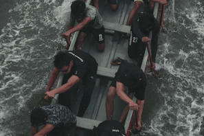 A group of determined athletes training intensely together, embodying discipline and energy.