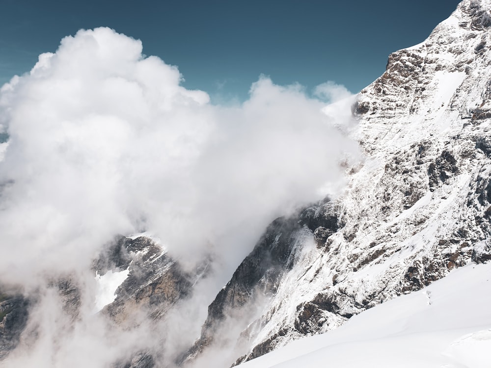 snow covered mountain under blue sky during daytime