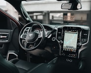 black car gps turned on in car