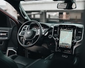 black car gps turned on in car