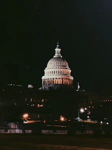 Capitol dome building at night