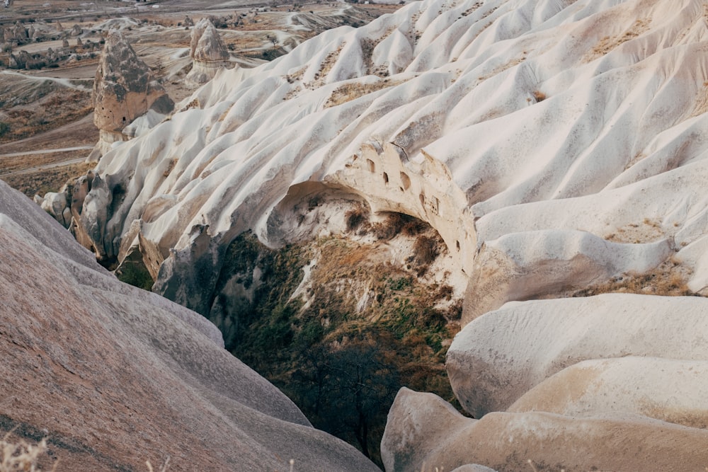 white and brown rock formation