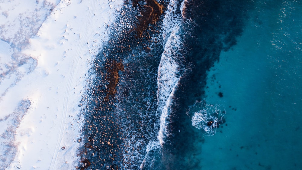 aerial view of ocean waves