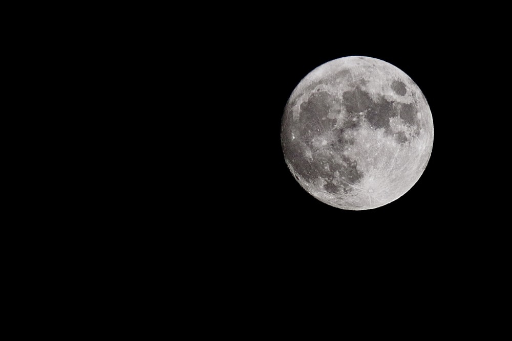 full moon in dark night sky