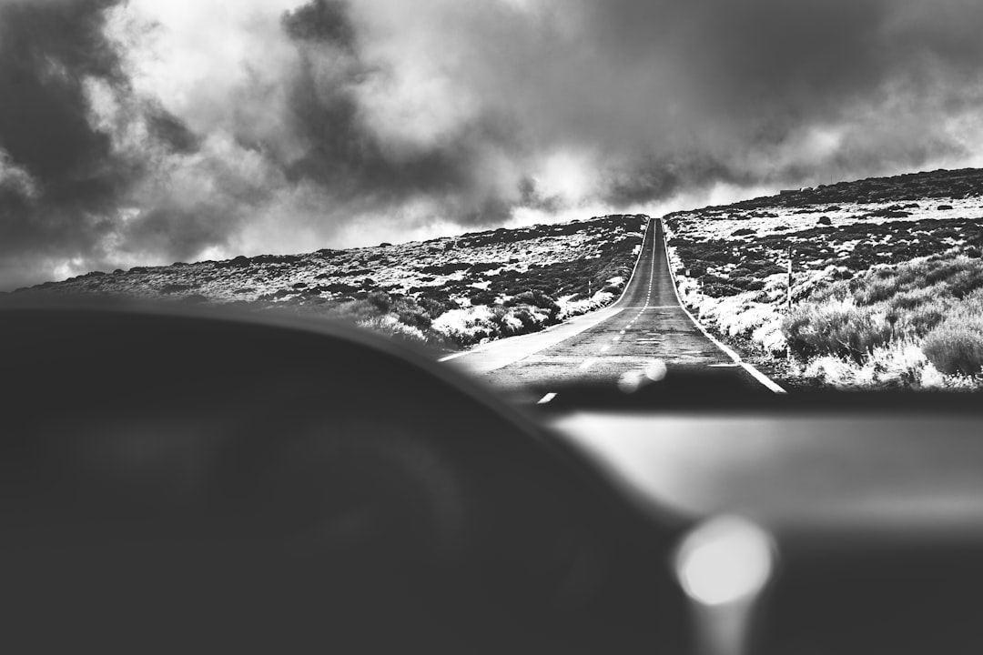 grayscale photo of a road