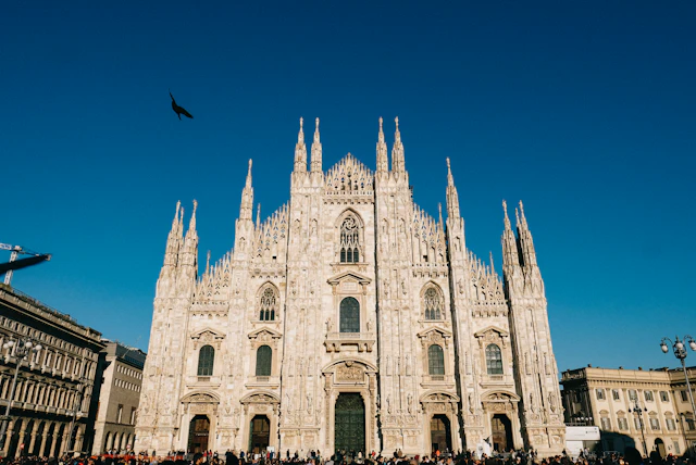 Duomo di Milano façade and Gothic spires