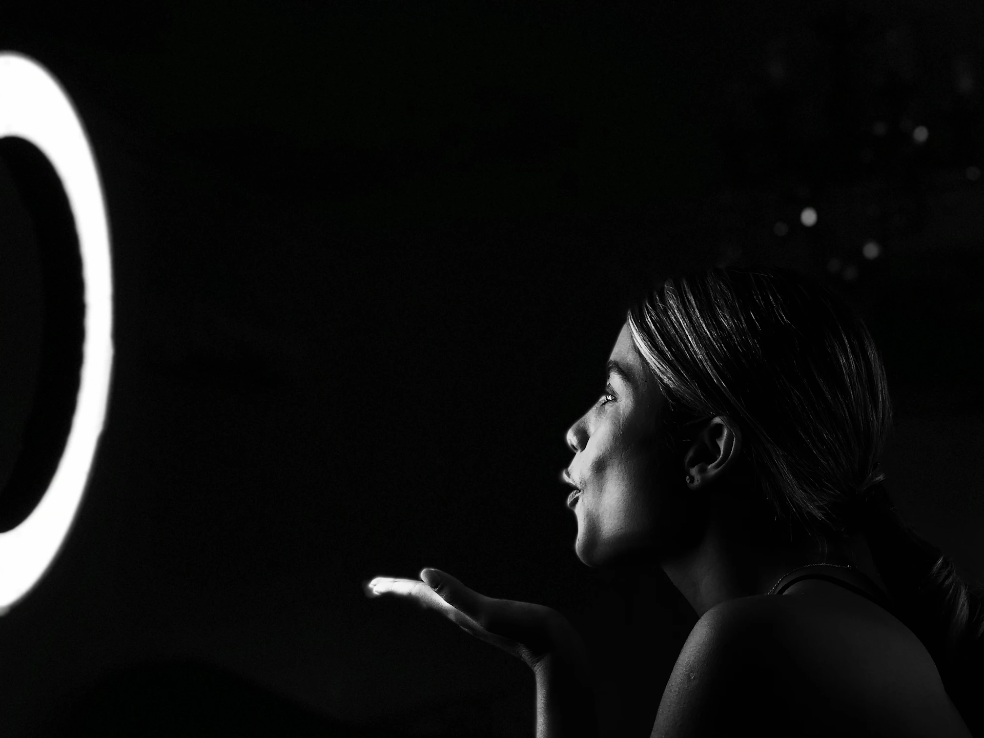 grayscale photo of woman with black hair