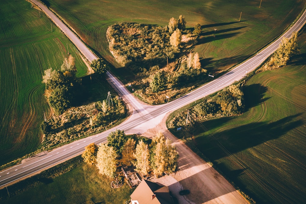 aerial view of road during daytime