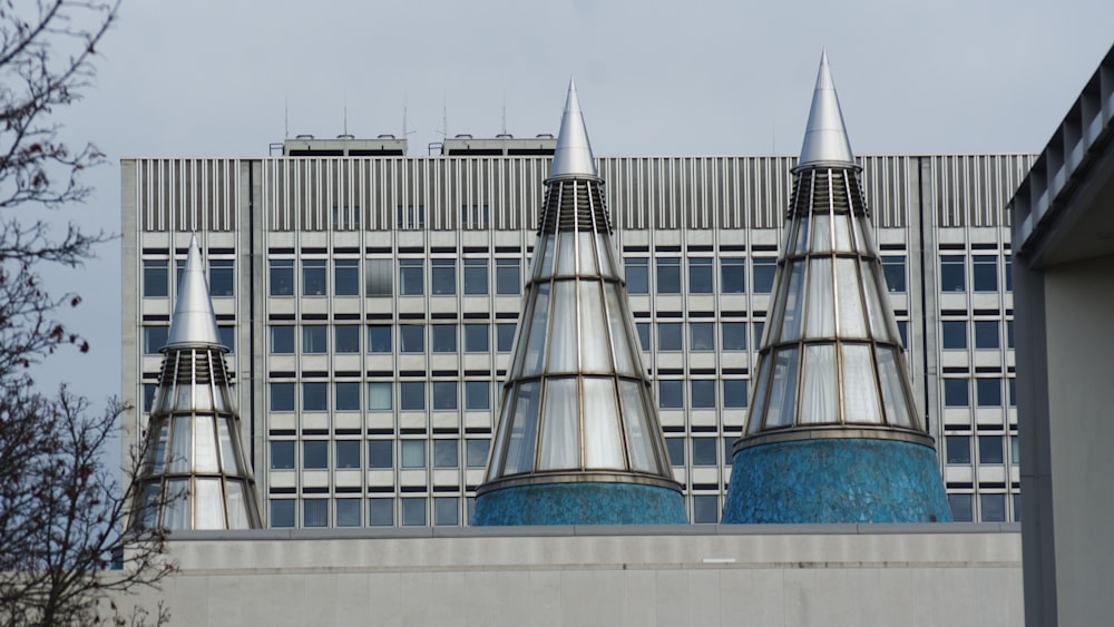 white and blue concrete building