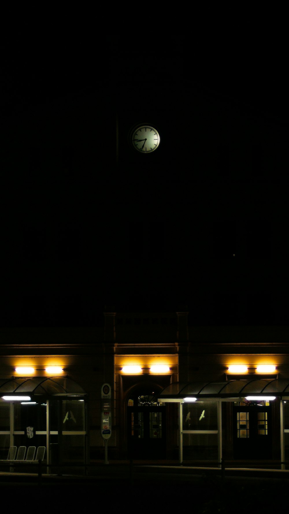 lighted street lights during night time