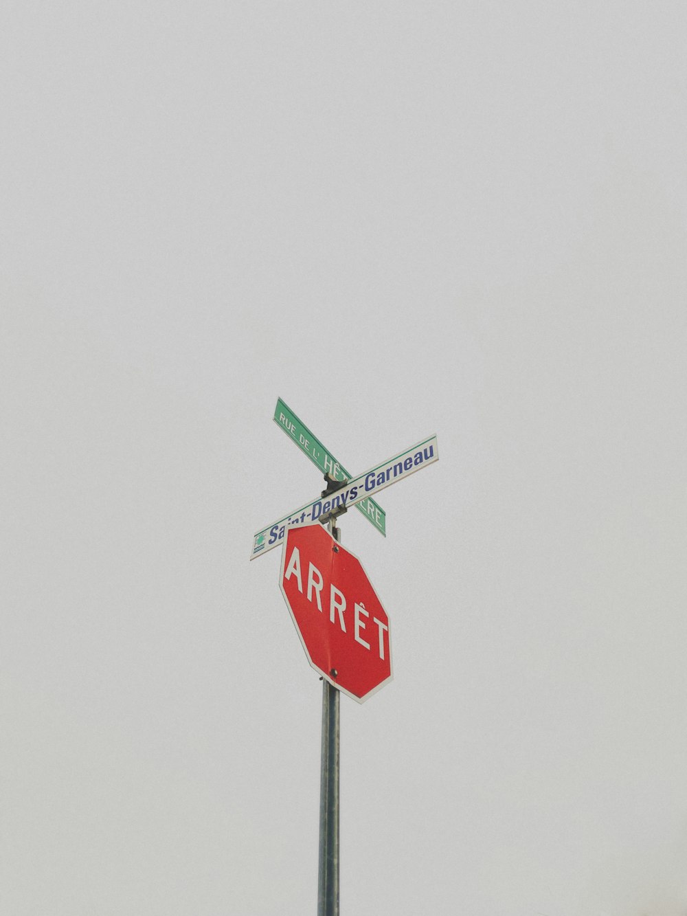 red and white street sign