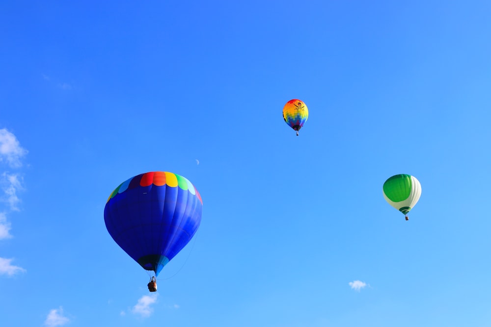 green blue and red hot air balloons
