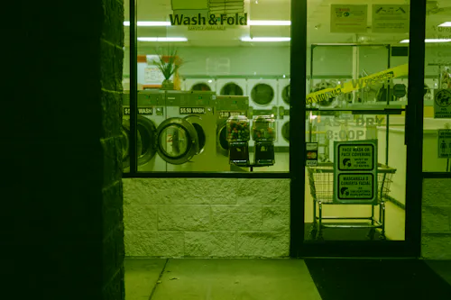 Washing machine in a laundry room