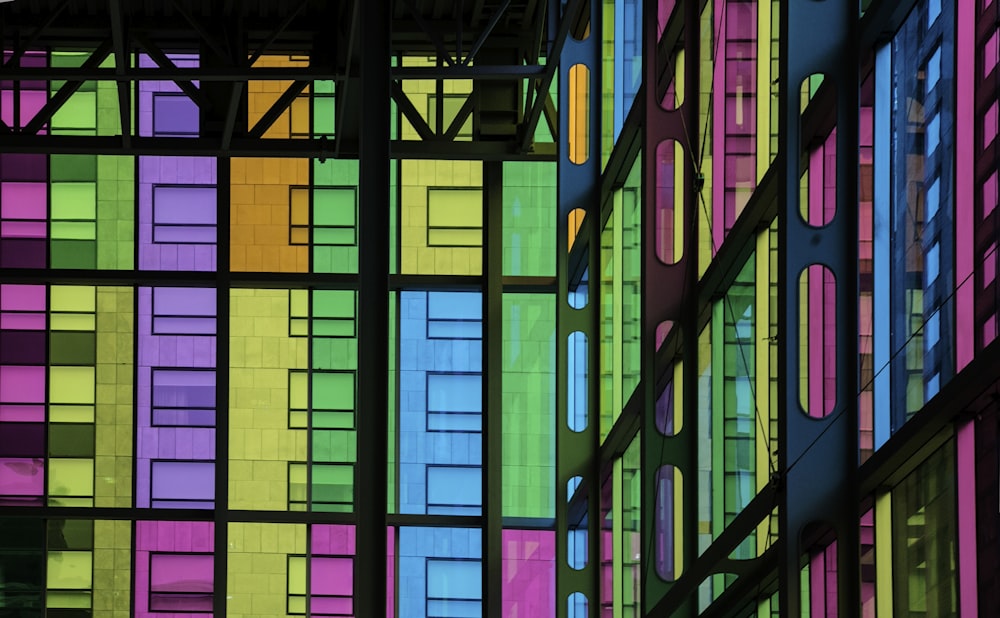 blue green and black glass windows