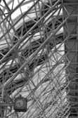 white metal frame in grayscale photography