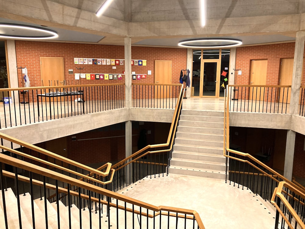 white and brown wooden staircase